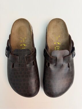 Papillio By Birkenstock Checker Embossed Leather Clogs, Size 38/US 8